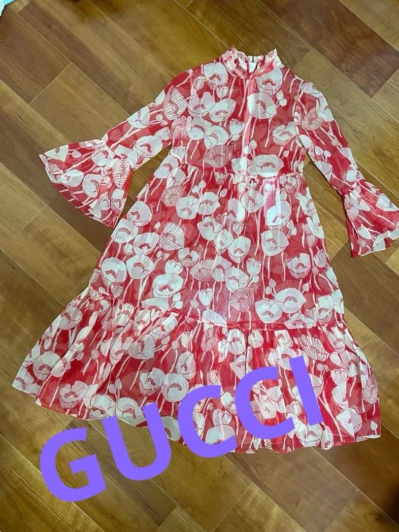 GUCCI 花柄シルクワンピース 10 /140 【極美品】